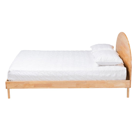 Denton Japandi Natural Brown Finished Wood Queen Size Platform Bed by Wicker Fair