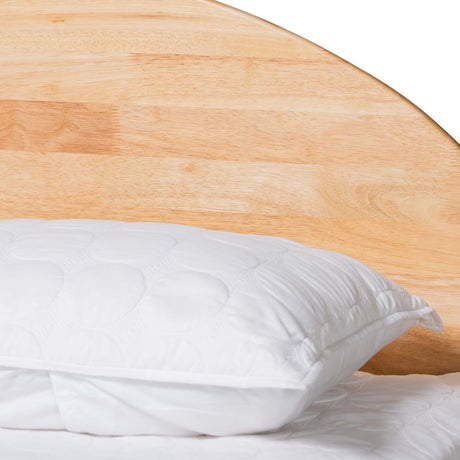Denton Japandi Natural Brown Finished Wood Queen Size Platform Bed by Wicker Fair