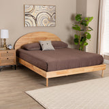 Denton Japandi Natural Brown Finished Wood Queen Size Platform Bed by Wicker Fair