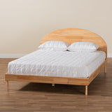 Denton Japandi Natural Brown Finished Wood Queen Size Platform Bed by Wicker Fair