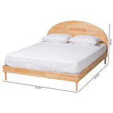 Denton Japandi Natural Brown Finished Wood Queen Size Platform Bed by Wicker Fair