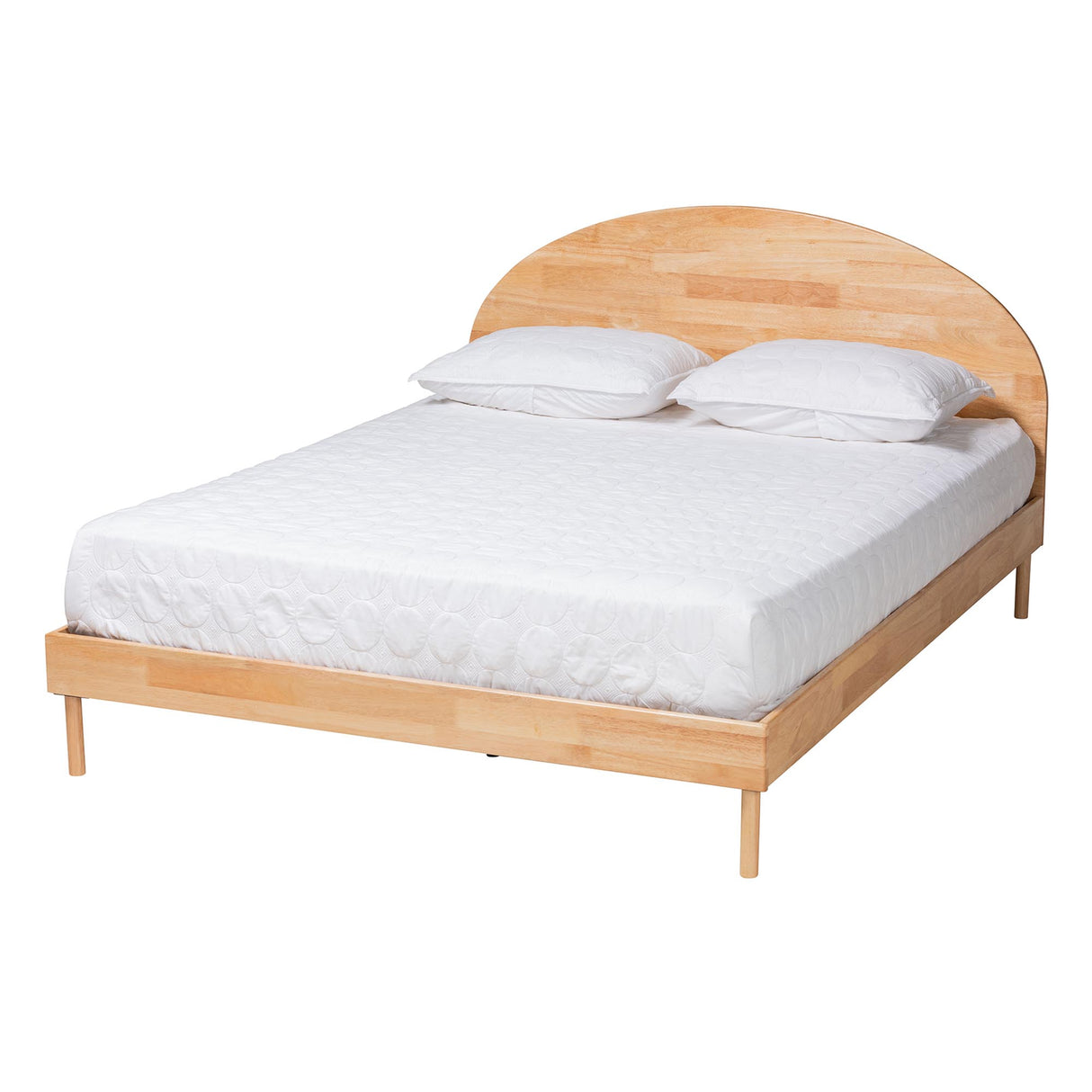 Denton Japandi Natural Brown Finished Wood Queen Size Platform Bed by Wicker Fair