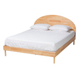 Denton Japandi Natural Brown Finished Wood Queen Size Platform Bed by Wicker Fair