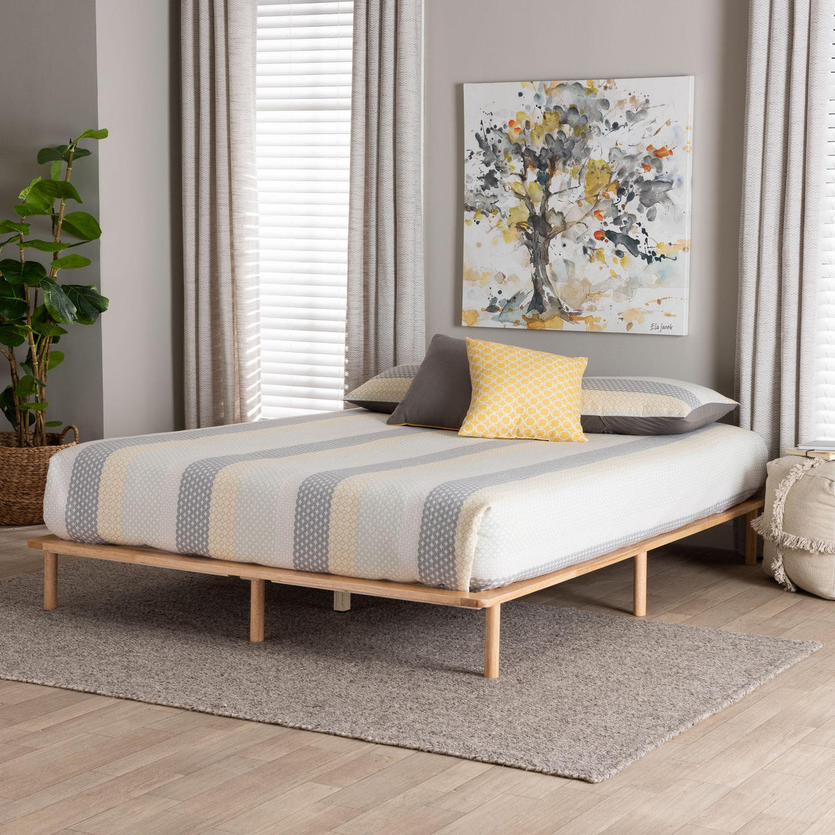 Calhoun Japandi Queen Size Bed Frame by Wicker Fair