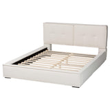 Laverick Modern Cream Boucle Queen Platform Bed by Wicker Fair