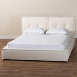 Laverick Modern Cream Boucle Queen Platform Bed by Wicker Fair