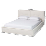 Laverick Modern Cream Boucle Queen Platform Bed by Wicker Fair