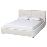 Laverick Modern Cream Boucle Queen Platform Bed by Wicker Fair