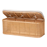 Islander Wicker Fair Rattan Wicker Storage Bench with Cushion