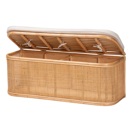 Islander Wicker Fair Rattan Wicker Storage Bench with Cushion