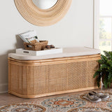 Islander Wicker Fair Rattan Wicker Storage Bench with Cushion