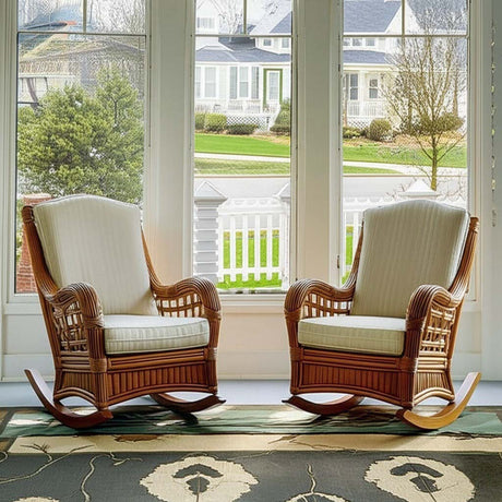 Belize 2 Pc Rattan Rocker and End Table Set BZ-SET2 by Designer Wicker Tribor