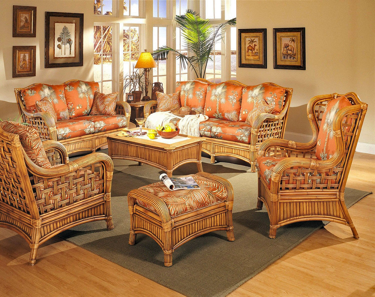 Belize 5 Pc Rattan Living Room Set BZ-SET by Designer Wicker Tribor