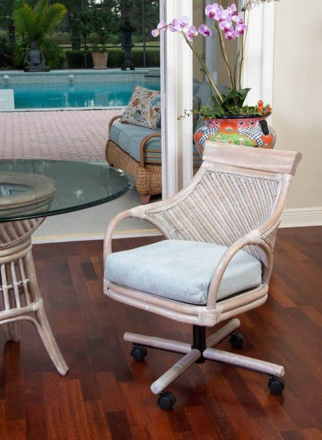 Lighthouse Rattan and Wicker 6 Pc Caster Dining Set from Wicker Fair