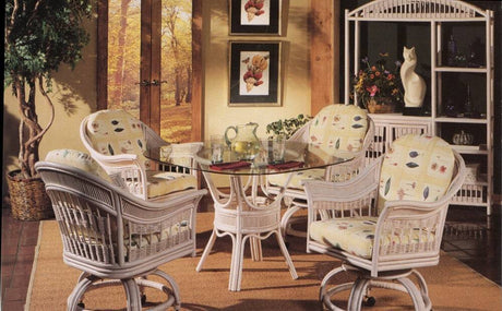 Bermuda Whitewash Swivel-Tilt Caster Dining or Desk Chair by South Sea Rattan Model 1423