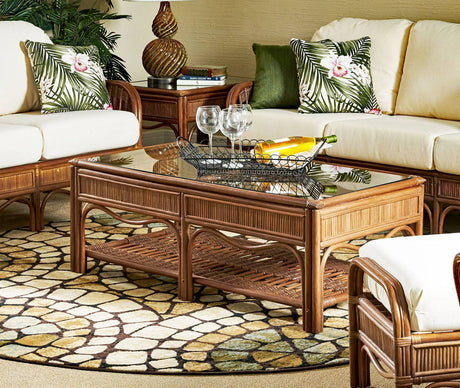 Bermuda Pecan 4 Pc Living Room Set by South Sea Rattan Model 1400
