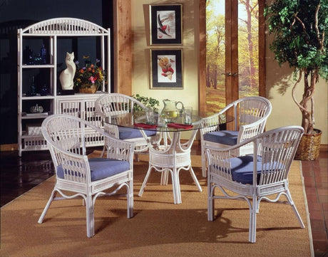 Bermuda Whitewash or Pecan Stain Dining Table with Glass Top Model GL42RD from South Sea Rattan