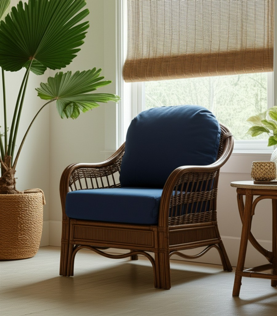 Bermuda Indoor Pecan Arm Chair with Deep Seating Comfort by South Sea Rattan