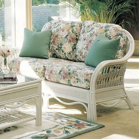 Bermuda Indoor Wicker Whitewash Loveseat by South Sea Rattan Model 1402
