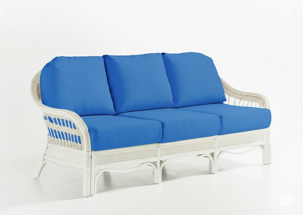 Bermuda Indoor Wicker Whitewash Queen Sleeper Sofa by South Sea Rattan Model 1416