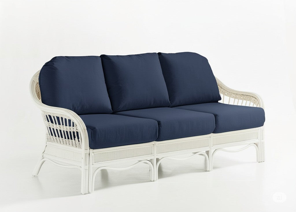Bermuda Indoor Wicker Whitewash Queen Sleeper Sofa by South Sea Rattan Model 1416