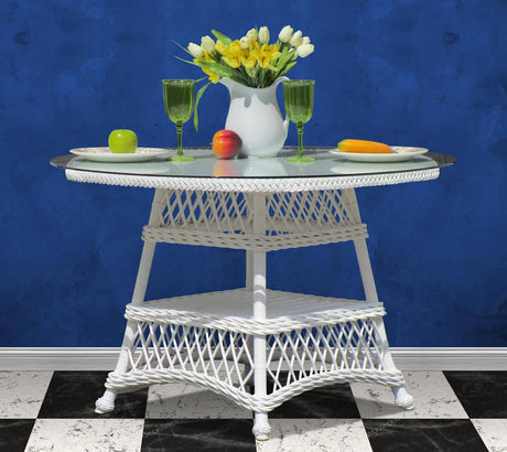 Bar Harbor White Rattan Dining 5 Pc Dining Set from Spice Island Wicker