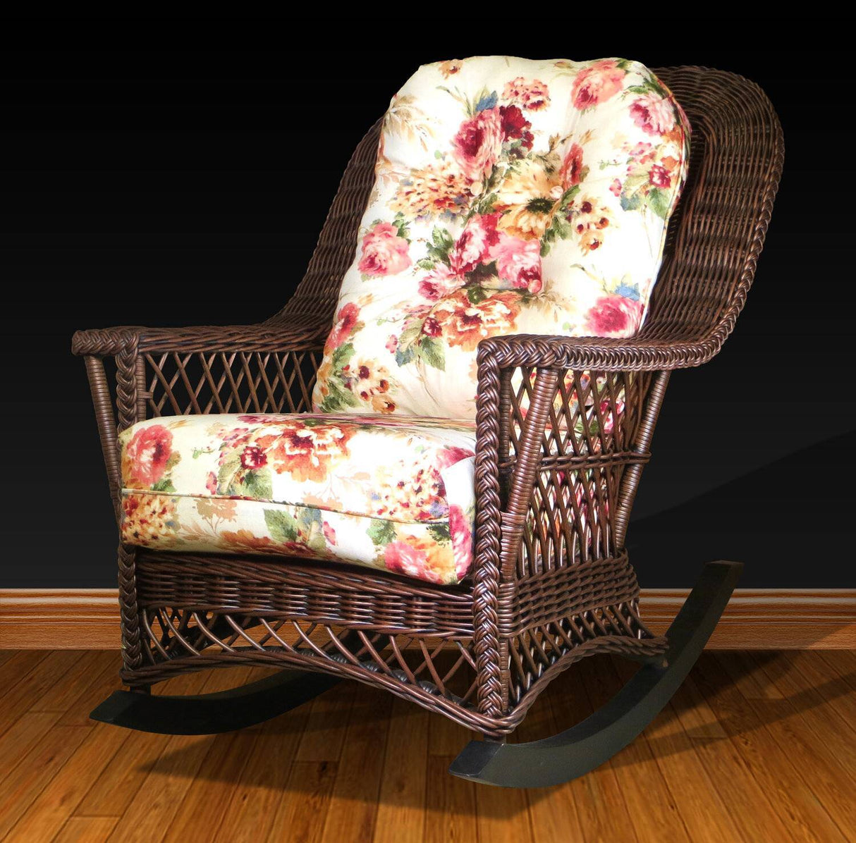 Bar Harbor Brownwash Rattan Rocker Model BHR from Spice Island Wicker