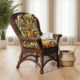 Boston Harbor Brownwash Rattan Dining Arm Chair Model BHDSC-WF by Wicker Fair – Choice of Cushions Made in the USA