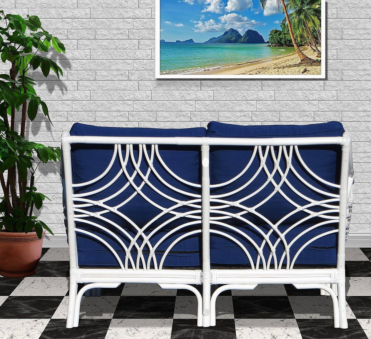 Bali Loveseat in White Finish Model BLLS-W from Spice Island Wicker