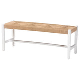 Priva Woven Paper Loom Bench with Mahogany Wood Frame by Wicker Fair