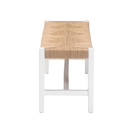Priva Woven Paper Loom Bench with Mahogany Wood Frame by Wicker Fair