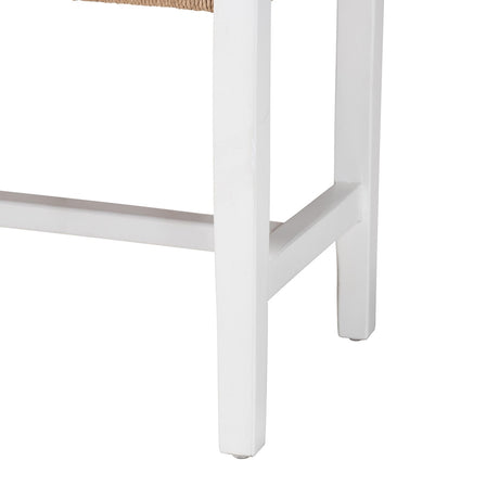 Priva Woven Paper Loom Bench with Mahogany Wood Frame by Wicker Fair