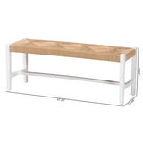 Priva Woven Paper Loom Bench with Mahogany Wood Frame by Wicker Fair