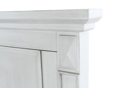 Point Breeze Queen Headboard Fresh White Finish with Soft Grey Glaze Model FL-B65040-FRESHWHITE by Finn & Louise