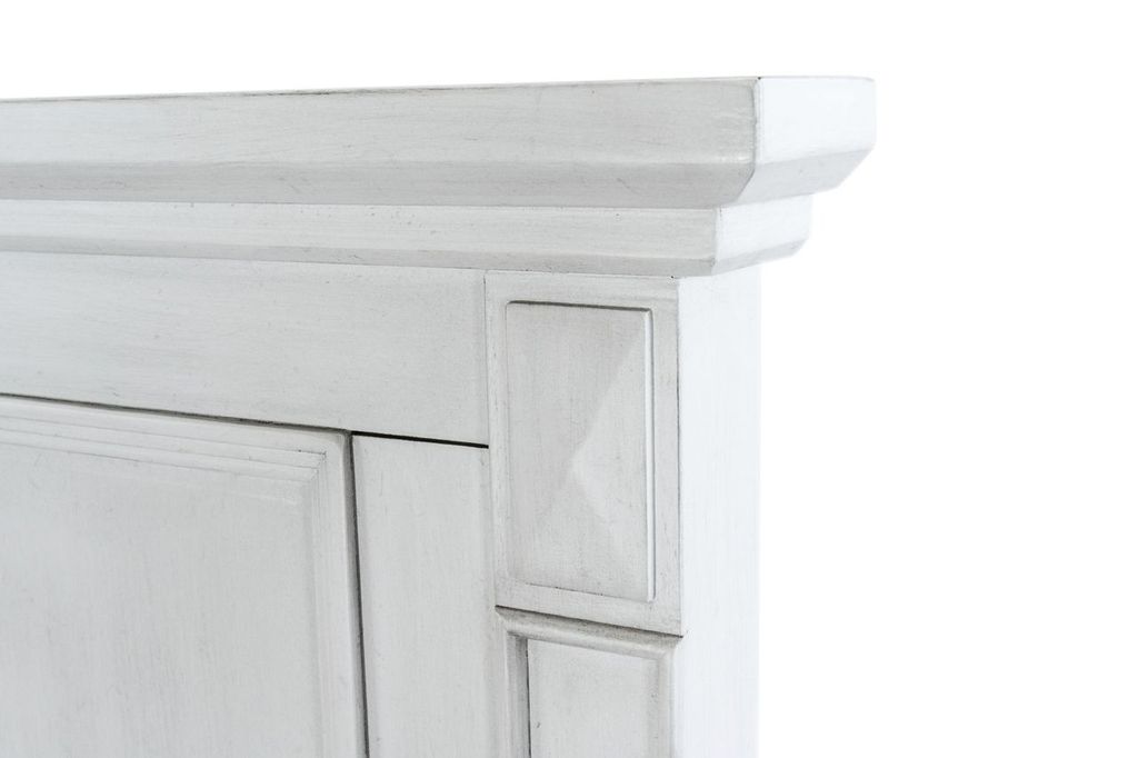 Point Breeze King Headboard Fresh White Finish with Soft Grey Glaze Model FL-B65041-FRESHWHITE by Finn & Louise
