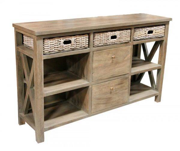 Borneo Rattan and Wood 3 Piece Entertainment Center from Capris Furniture Model ET-PS752