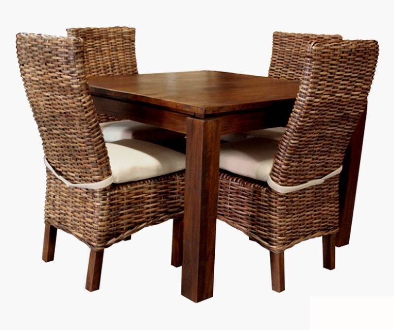 Borneo Rattan and Wood 5 Pc Square Dining Set from Capris Furniture Model 752-5SET