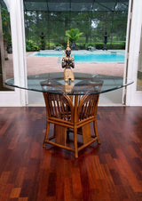 Bridgeport Rattan Dining Table with 42 Inch Round Tempered Glass Top from Alexander and Sheriden