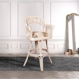 Bridgeport Rattan Swivel Barstool or Counterstool in Washed Linen Finish