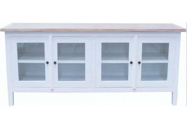 Countryside White Buffet Cabinet with Teakwood Top BU741 by Capris Furniture