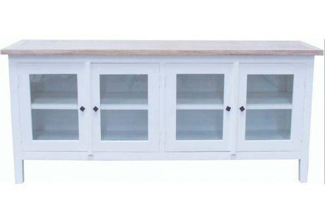 Countryside White Buffet Cabinet with Teakwood Top BU741 by Capris Furniture