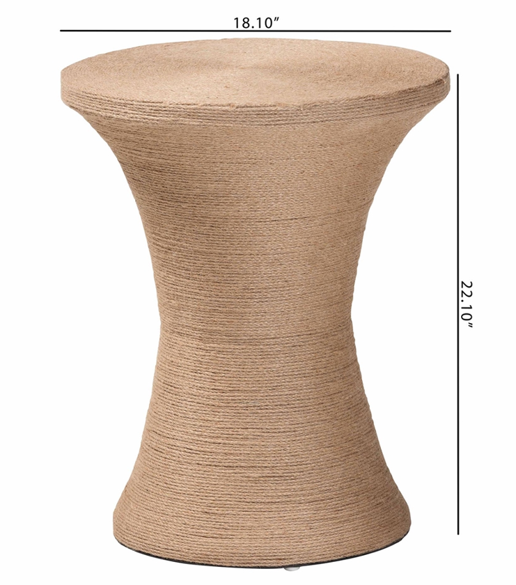 Hat Yai Japandi Natural Jute Side Table by Wicker Fair