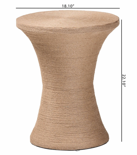 Hat Yai Japandi Natural Jute Side Table by Wicker Fair