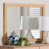 Palm Grasscloth Wall Mirror by Wicker Fair