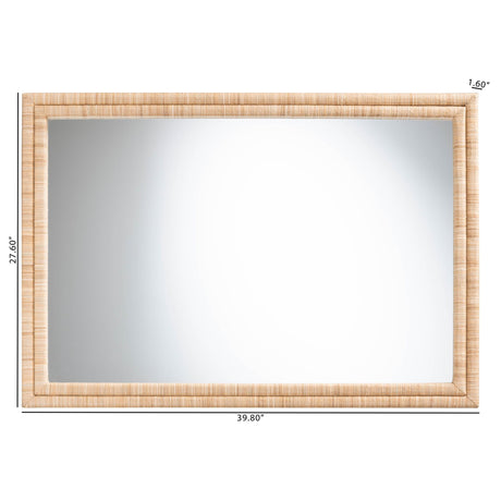 Palm Grasscloth Wall Mirror by Wicker Fair