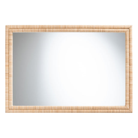 Palm Grasscloth Wall Mirror by Wicker Fair
