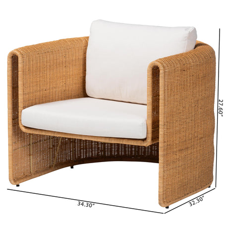 Vultan Natural Rattan Armchair with Cushion by Wicker Fair