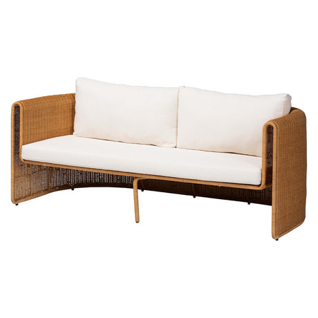 Sarina Natural Rattan Sofa with Cushion by Wicker Fair