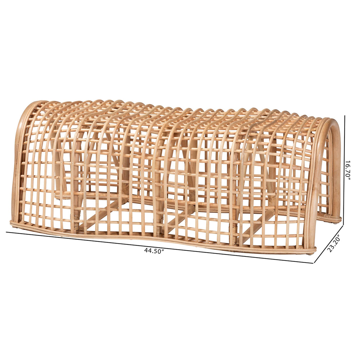 Lisa Natural Rattan Bench by Wicker Fair