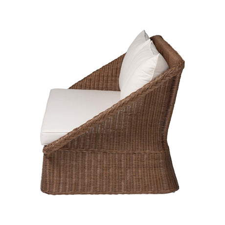 Lerris Bohemian Peanut Brown Braided Rattan Sofa by Wicker Fair